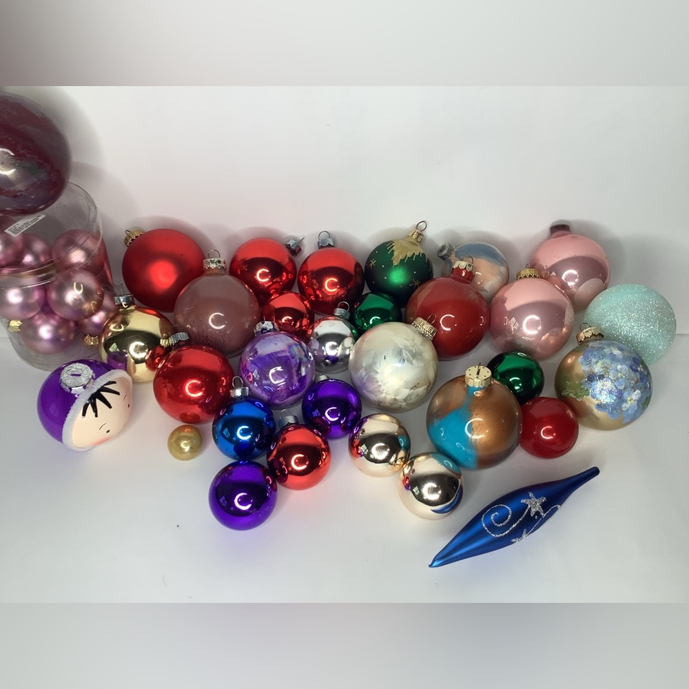 Large Lot of Glass Christmas Ornaments, Some Vintage